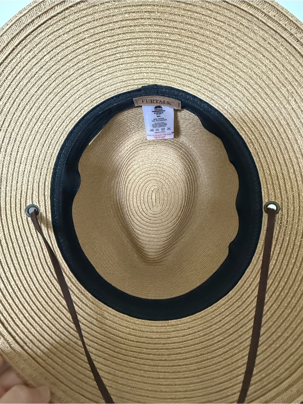 Wide Brim Tan Sun Hat with Chin Strap - Women - Picture 7 of 10